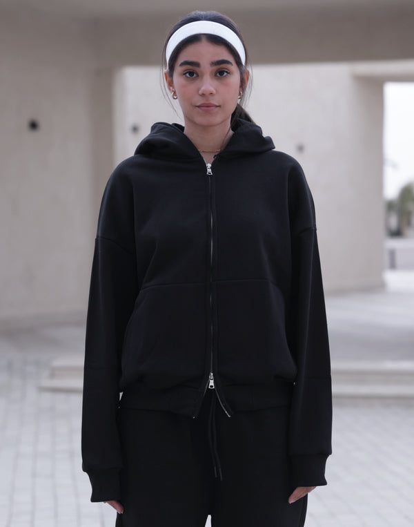 Unisex Double Zip Sweatshirt in Black