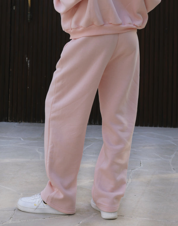 Unisex Wide Leg Sweatpants in Light Pink